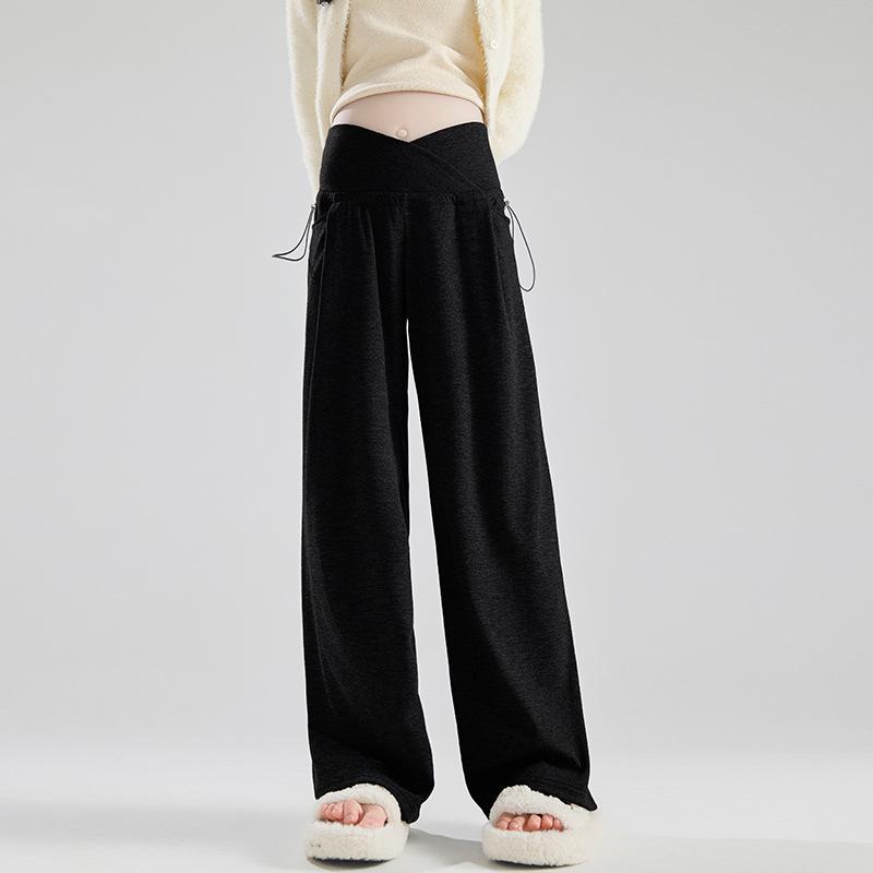 

Maternity Low-Waist Wide-Leg Glutinous Pants with Slimming Tie, Loose Casual Drape Base Layer for Women 2XL
