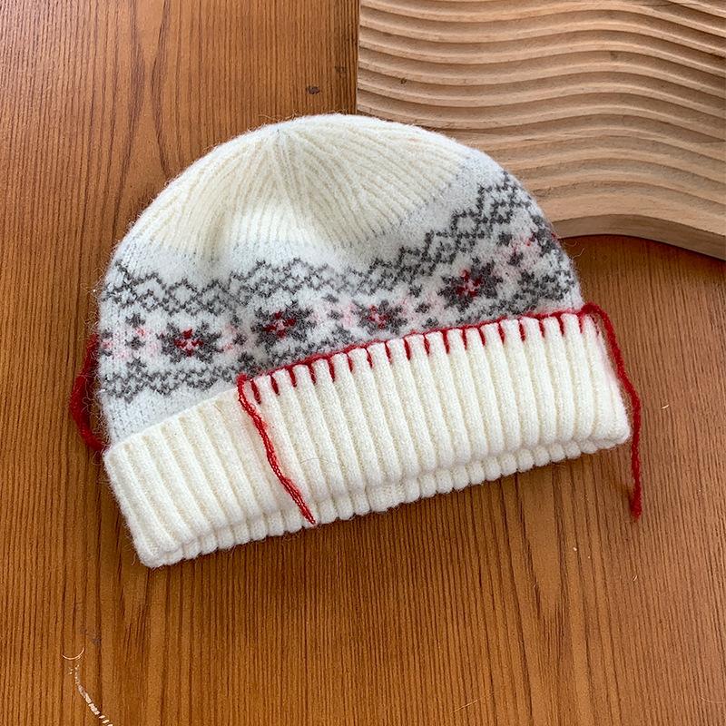 

Japanese Wool Hat for Women In Autumn and Winter Small Cold Proof and Warm Retro Knitted Hat for Outdoor Riding Cold Hat One size