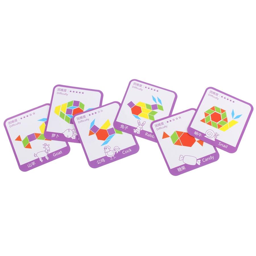 Wooden Puzzle Tangram Puzzle Montessori Mosaic Shapes Colors