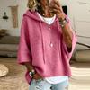 Women's Color Knitted Hooded Sweatshirt with Drawstring New Arrival