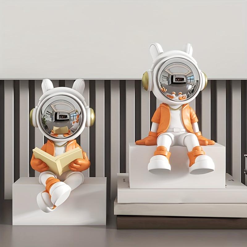 1pc Fantasy Astronaut Figurine, Resin Statue Bookend for Living Room, Office, Study Desk Home Decor, Versatile Room Placement, No Power Needed