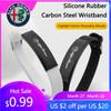 For Alfa Romeo Silicone Rubber Carbon Steel Wristband Bangle Steel Adjustable Bracelet For Alfa Romeo Sportiva 156 Stelvio Giuli