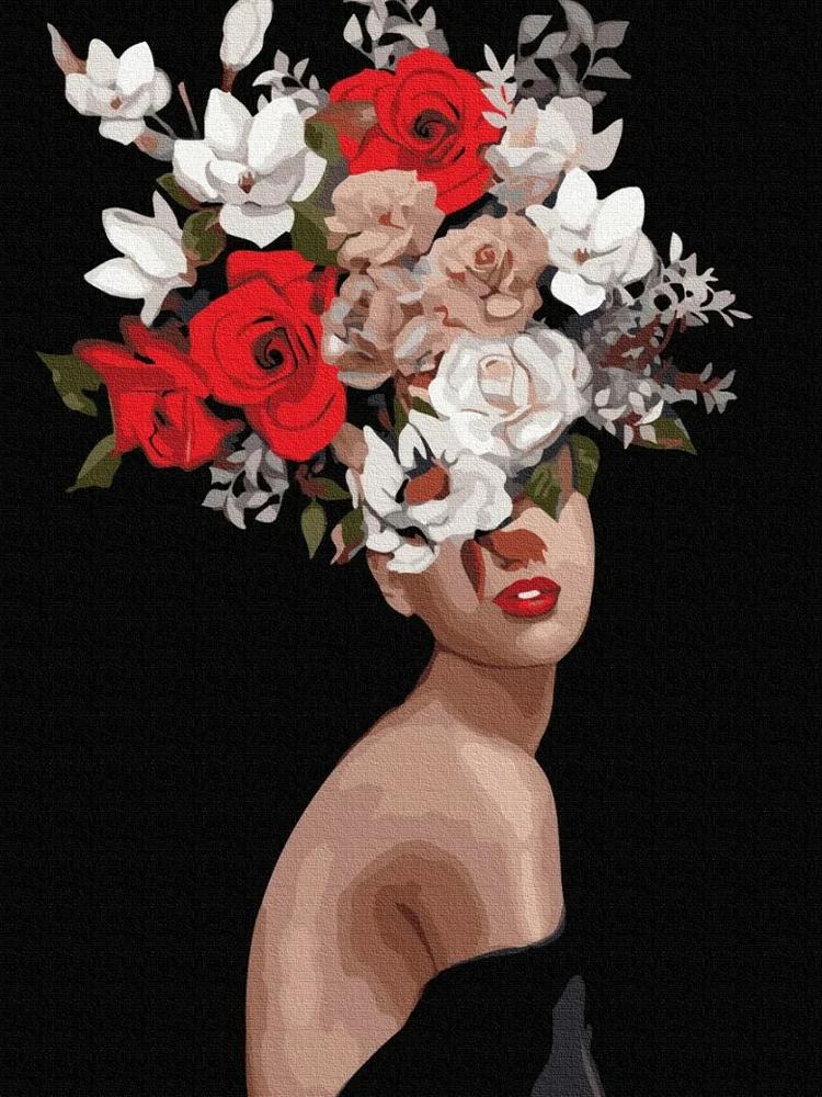 5D Malowanie Diamentami DIY Obraz Kobiety Kwiat Pełny Kwadratowy Okrągły Diament Haftowany Portret Mozaika Kwiat Dekoracja Domu