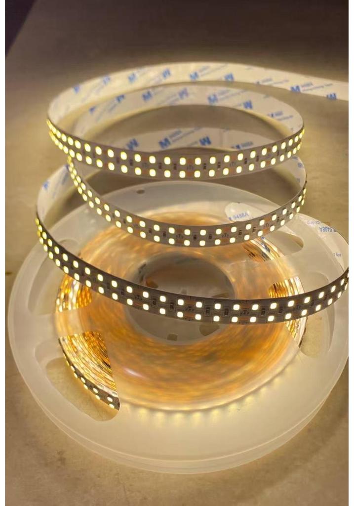 24V Double Row LED Strip Light, 240 LEDs, Self-Adhesive, 15mm Wide, High Brightness Linear Light.