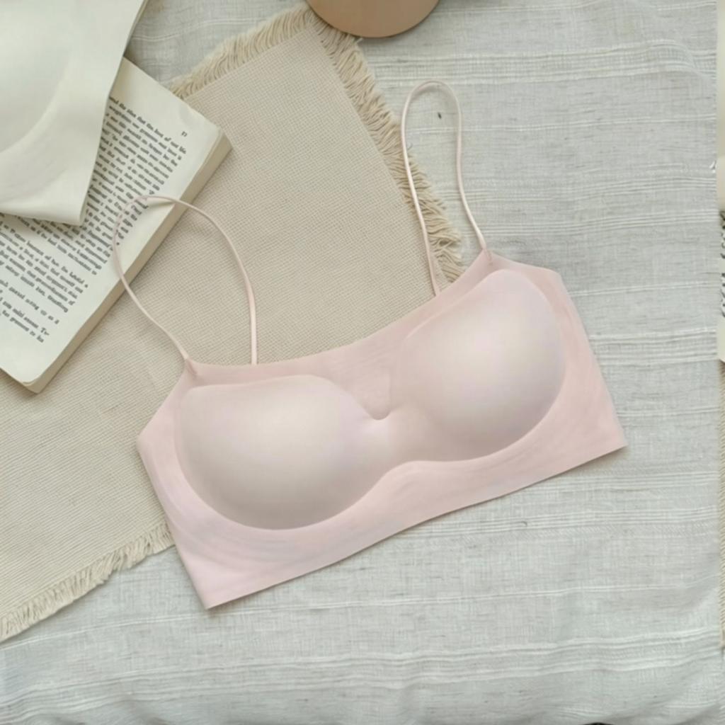 Traceless tube top underwear women's summer thin fixed cup gathering small chest thin vest bra