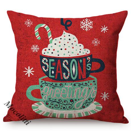 Colorful Cartoon Christmas Pattern Print New Year Sofa Decoration Throw Pillow Case Cotton Linen Xmas Gift Cushion Cover Cojines
