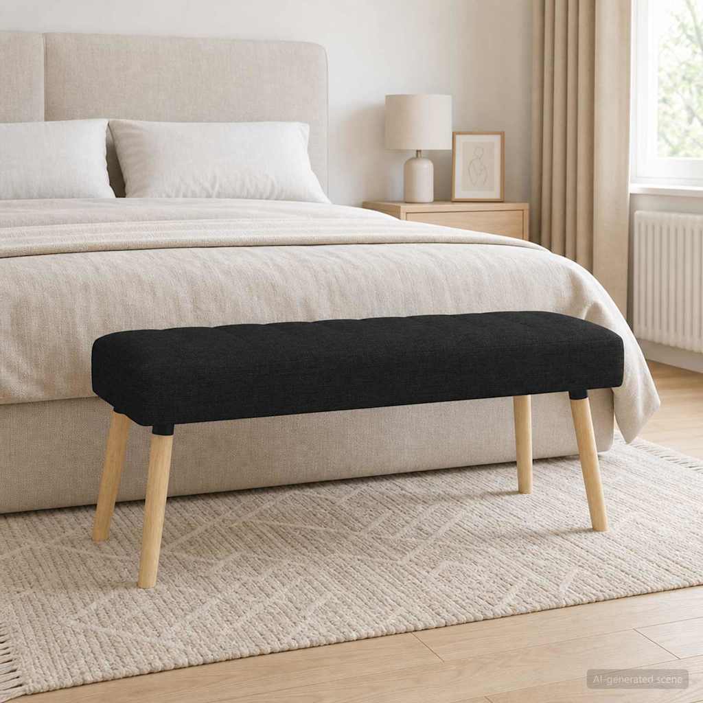 Channel Tufted Bench Black 110 X 40 X 46 Cm Fabric