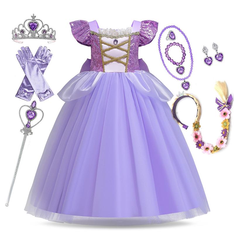 Meitene Rapunzel kleita Bērniem Rapunzel maskēšanās