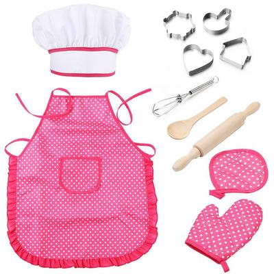 Kids Cooking Play Set Chef Dress Up Outfit Set with Apron Chef Hat and Baking Accessories Role-play Cooking Toys for Age 3-6