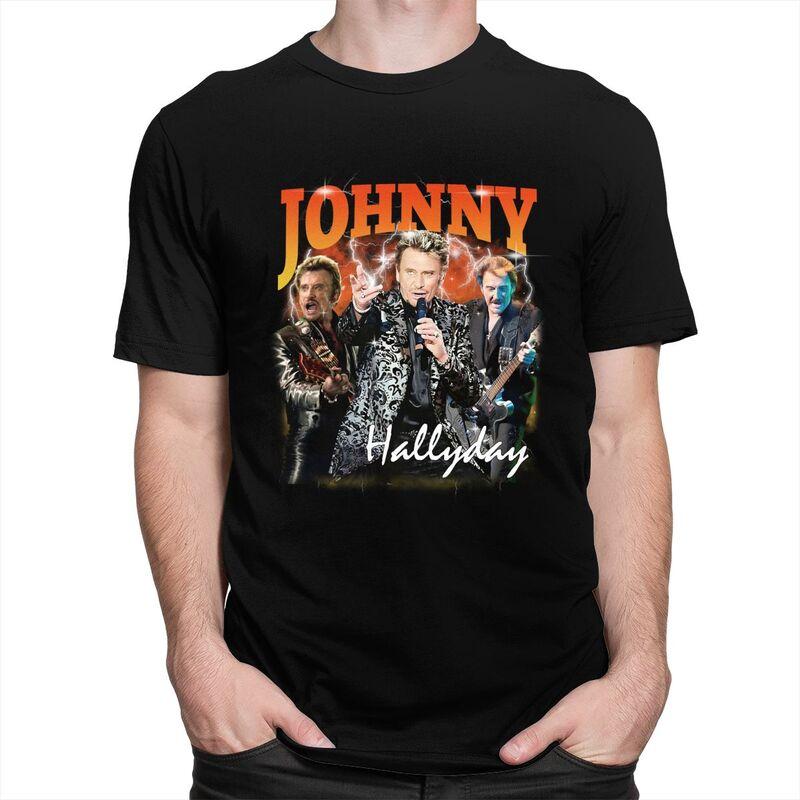 Custom Johnny Hallyday T Shirt Men Short Sleeves 100 Cotton Tshirt Casual French Singer Rock Music Tee Tops Fashion Tshirt