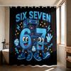 1Pc Punk Style 67 Element Printed Waterproof Shower Curtain Partition Privacy Hanging Curtain, 12 Hooks, Multiple Sizes