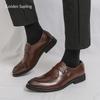 Fashion Golden Sapling Men's Formal Shoes Dress Flats Comfortable Derby Loafers Casual Business Men Shoe Fashion Leather Male Footwear