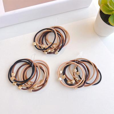 10pcs/set Simple Round Heart Square Hair Tie Highly Elastic Durable Rubber Band Ponytail Hair Rope Headwear Hair Accessories