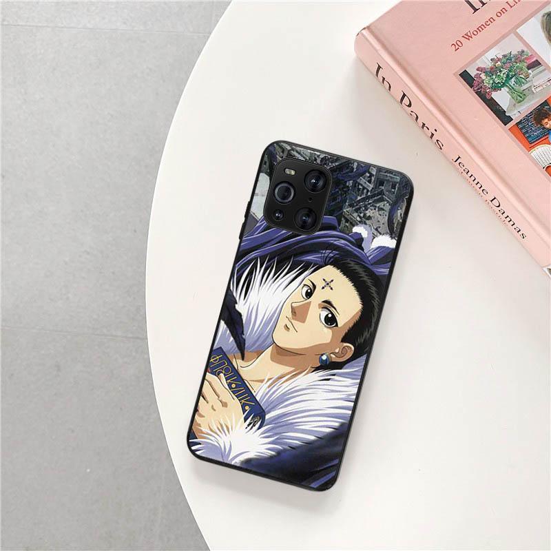 Telefonkasten für OPPO A53 A52 A95 K9 A74 A94 A93 A55 Reno 6 4 3 Pro 5G A9 Ace F11 Find X2 Hunter X Hunter Hisoka Anime Schwarze Abdeckung
