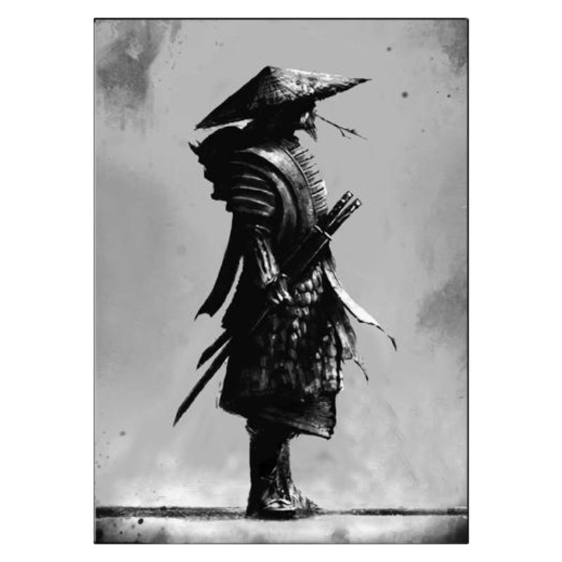 Black and White Japan Samurai Portrait Wall Art Canvas Painting Japanese Warriors Wall Mural Canvas Posters for Living Room Bedroom No Frame