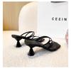Fashion 2024 Summer New Women's High Heel Slippers Fashion Square Toe Grace Narrow Band Solid Casual Daily Slippers