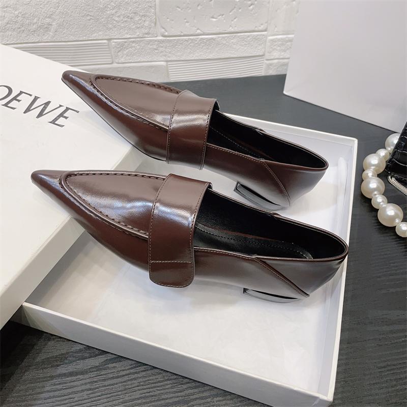 

Туфли женские туфли-лодочки женские на низком каблуке с заостренным носком лоферы с открытой пяткой платье элегантные удобные роскошные сексуальные распродажа 2024 тренд 35 коричневый