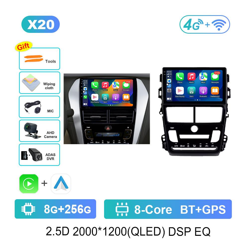 Car Radio Multimedia Player Android 14 Intelligent System for Toyota Vios Yaris 2018 - 2020 GPS 4G WiFi Bluetooth Split Screen