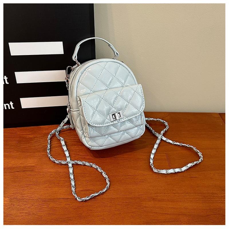 Rhombus Chain Messenger Bag Women's New Casual Multi-function High-end Double Shoulder Mini Backpack