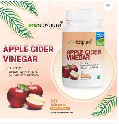 ALPSPURE Apple Cider Vinegar Capsules 500 Mg Helps Weight Loss & Lower Blood Sugar Levels  (60 Capsules)