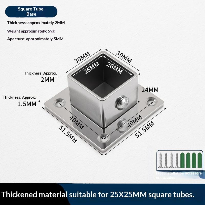 1/2 Sets Flensbasis Roestvrij Staal Vierkante Buis Connector Buis Buiten Diameter. 25/30/35mm Hoekstuk Klemmen voor Hekpaal