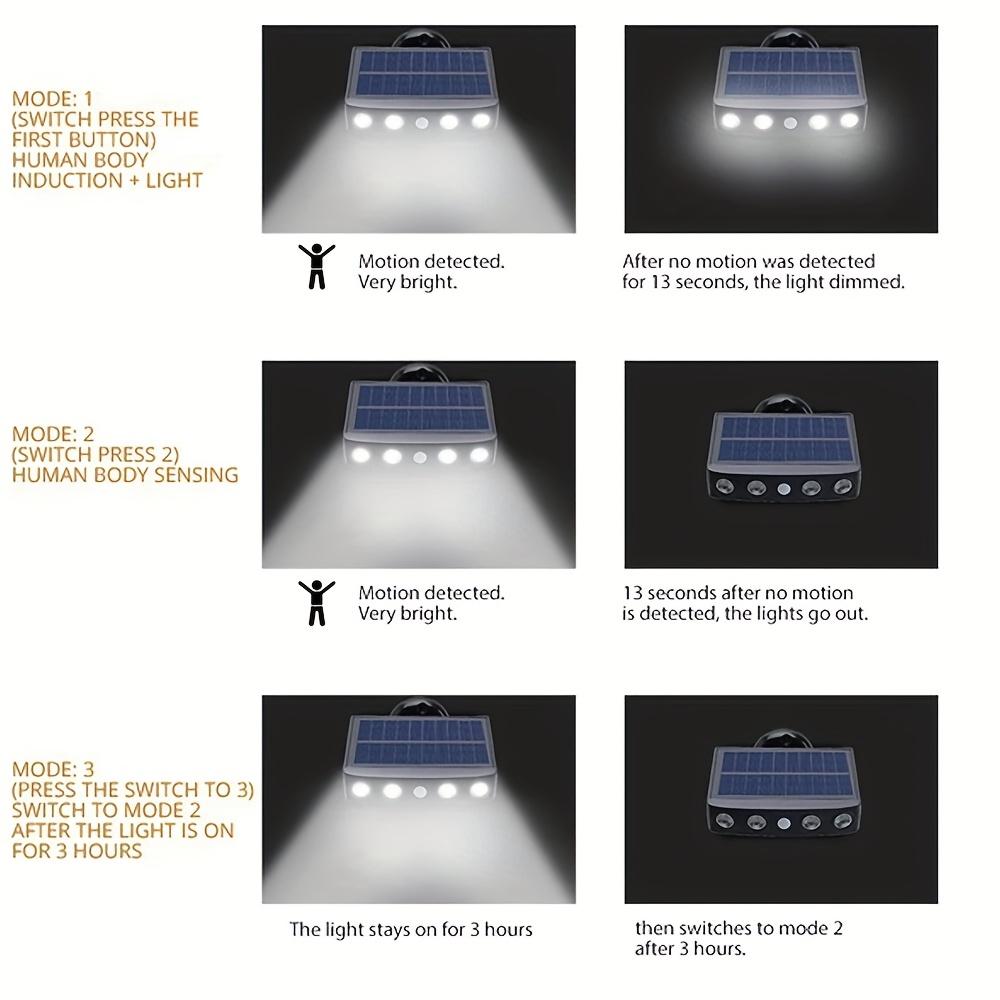 Powerful 4 LED Solar Security Lights Outdoor Decor Sensor Motion 3 Modes Street Waterproof Lamp Wall Night Work Light for Garden