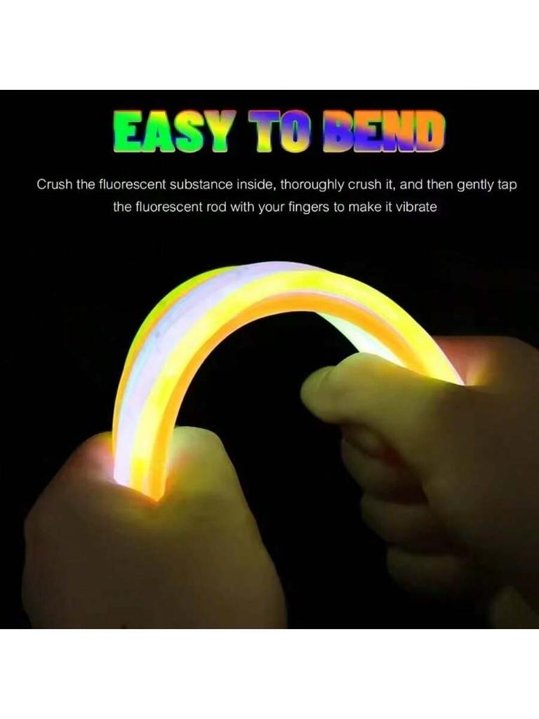 100Pcs Fluorescence Sticks Party Multicolor Glowing Stick Bright Colorful Light Bright Bendable Glow Bracelet Party Supplies
