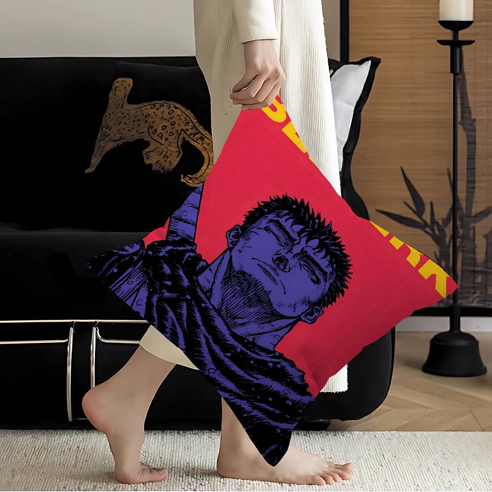 Anime B-Berserk Guts And Griffith Cushion Cover Inches Farmhouse Decor Home Throw Pillow Covers For Couch Decorations