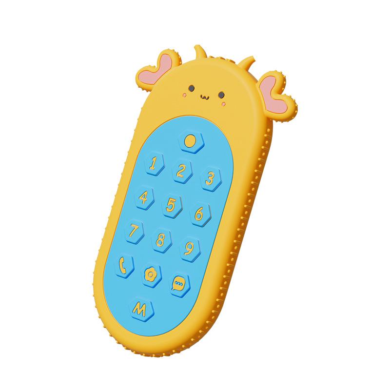 Dentiere in Silicone con Telecomando e Pulsante Touch Giocattolo da Mordere - Bastoncino Anti-Morso per la Dentizione dei Bambini