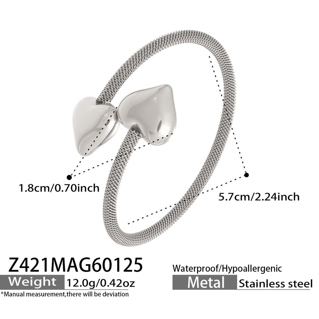 European and American fashion light luxury jewelry bracelet set with zirconia, stainless steel elastic open bangle