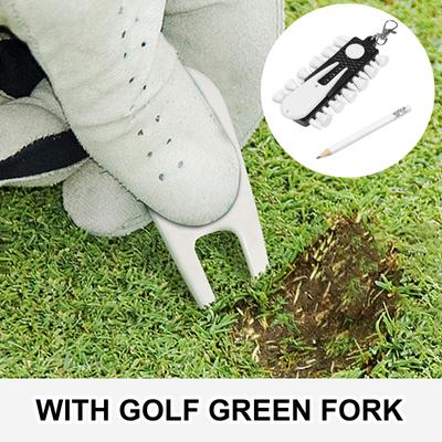 Golf Tees Holder Carriers Replacement Golf Tees Rack with 12pcs Tees Green Fork and Pencil Golfs Training Accessories