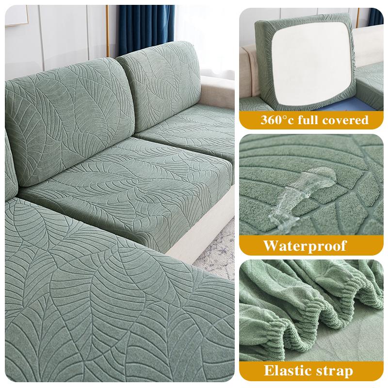 Water Resistant Seat Cushion Cover Elastic Grey Sofa Cover Furniture Protector For Pets Kids Removable