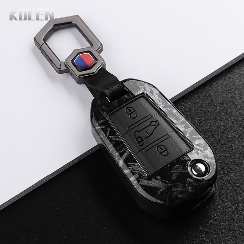 ABS Carbon Fiber Style Car Key Case Cover For Peugeot 208 308 T9 508 2008 3008 4008 For Citroen C4 For Opel Corsa Crossland X