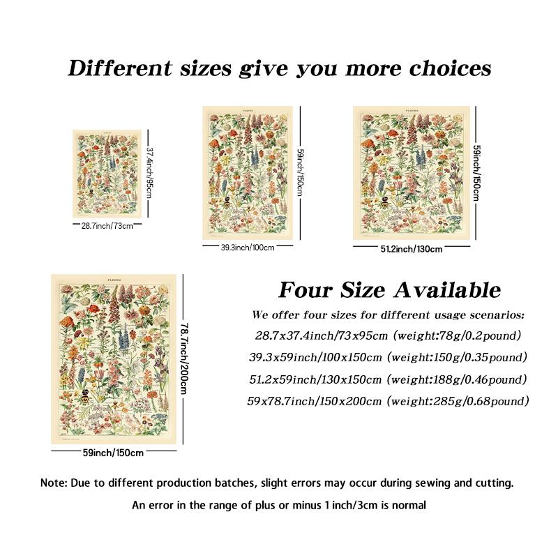 1pc Retro Floral and Plant Tapestry Collection Garden Floral Identification Reference Picture Tapestry Room Decor Aesthetic