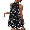Women's Sleeveless Halter Neck Dress Polka Dot Pattern Casual Mini Dress Loose Fit Summer Beach Dress