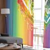 Regenbogen Aquarell Farbverlauf Handgezeichnetes Liebesherz Fenster Tüll Vorhänge für Wohnzimmer Hotel Luxus Dekoration Transparente Vorhänge