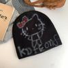 Cute kitty cat knitted hat women's autumn and winter warm ear protection hat showing face small bag head hat fashionable versatile cold hat