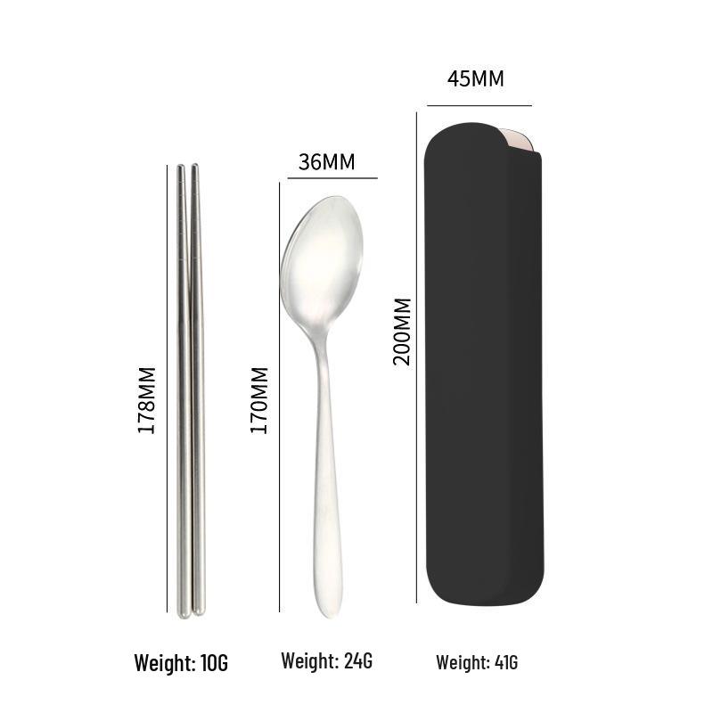 Stainless Steel Cutlery Set: Spoon, Fork & Chopsticks with Pointed Ends - Portable for Outdoor, Student, or Gift Use