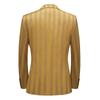 Men's Striped Double-Breasted Korean Style Golden Two-Piece Suit for Autumn and Winter