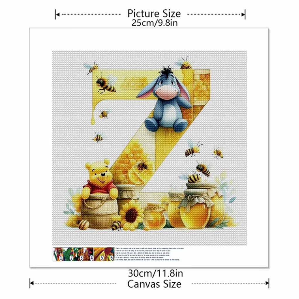 DIY Diamond Painting Round Diamond The Letters "Z" In Vini and Eeyore Full Diamond Mosaic Home Decoration Painting Cross Stitch Kit