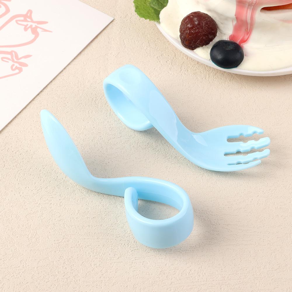 Portable Tableware Sets Antislip Utensils Infant Training Twist Fork Spoon Suit Baby 2Pcs/Set