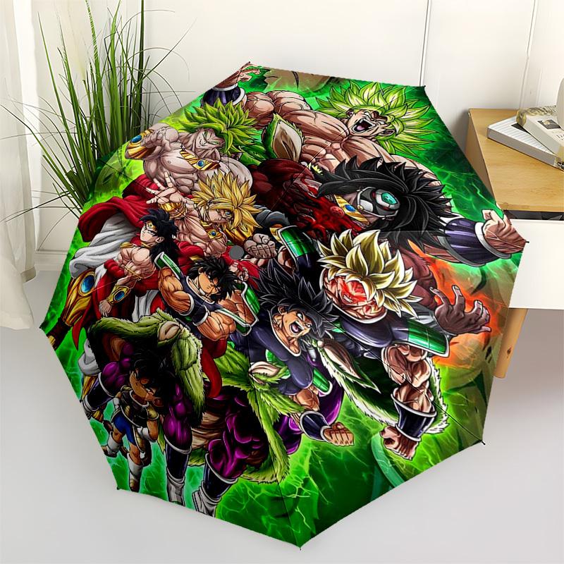 

1pc Dragon Ball Z Super Saiyan Broly Goku Vegeta Automatic Open Close Outdoor Umbrella - Portable 3-Fold Design with 8-Rib Iron Frame, Perfect Gift fo