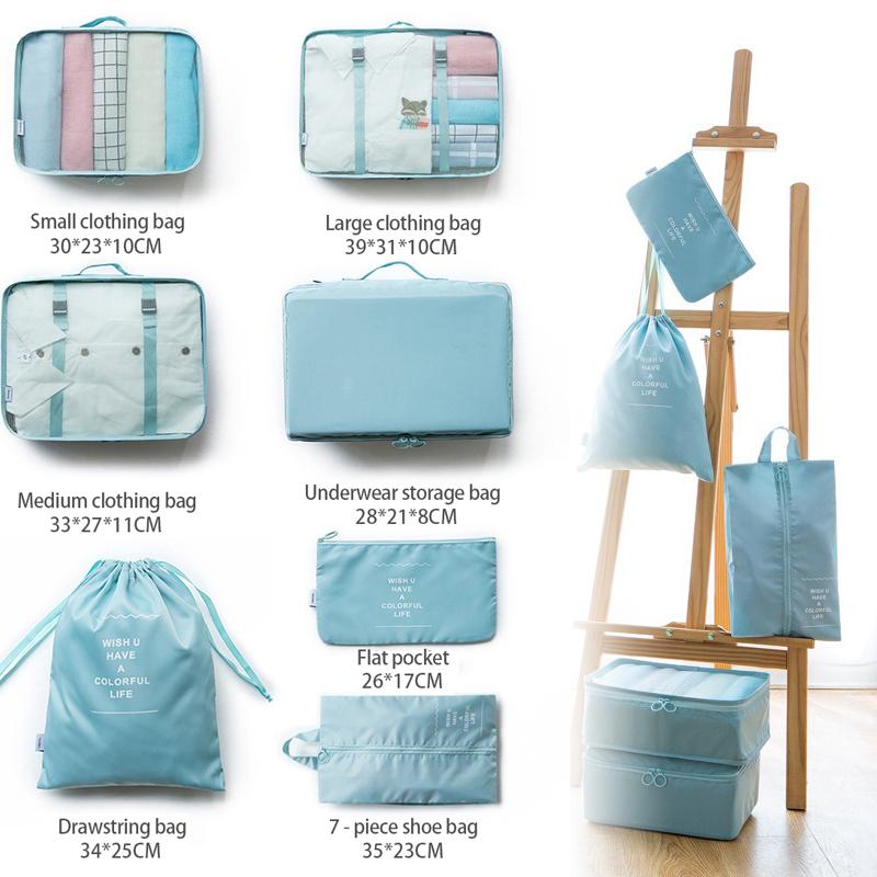Set de 7 Piezas Bolsas de Almacenamiento para Viaje, Organizador de Maleta Clasificación de Ropa Organizador Plegable, Bolsas Impermeables para Empacar Maleta SNBD021