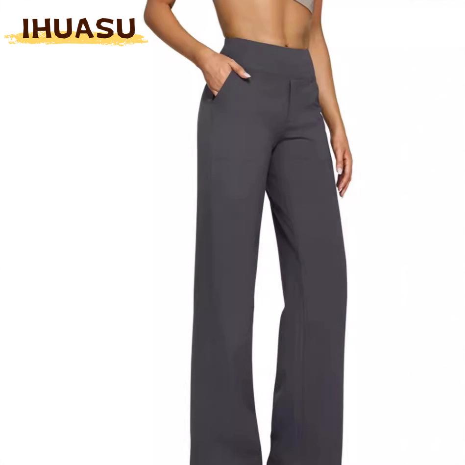 IHUASU U Women's Fashion Casual Solid Color Print Pants & Capris