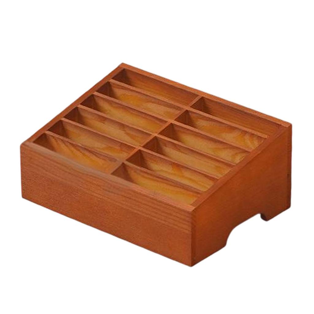 Compact Solid Wood Cell Phone Organizer Storage Box with 12 Compartments for Centralized Management