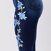 Ladies Embroidered With High Elasticity Straight Barrel And Tight Legs Jean