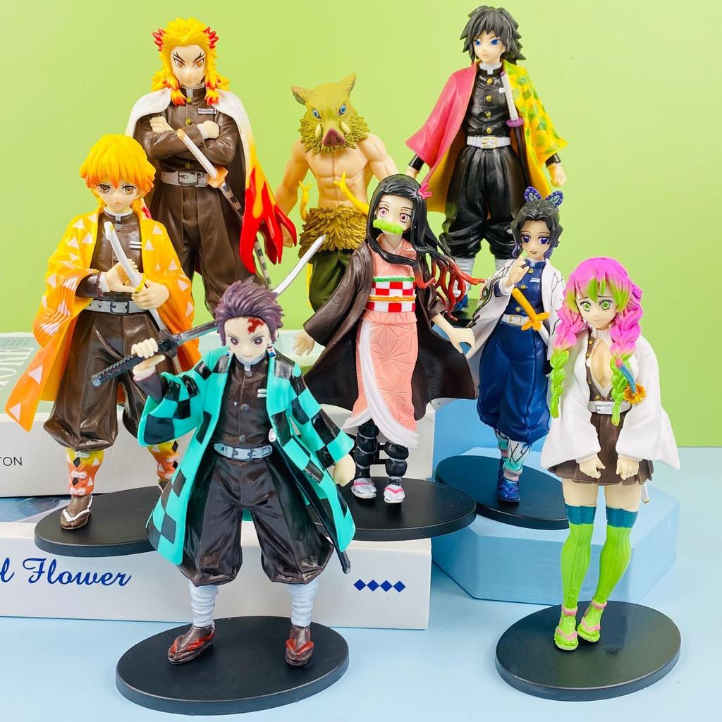 Demon Slayer Anime Figures Kochou Shinobu Tanjirou Kyoujurou PVC Statue Model Doll Collection Ornaments Toys