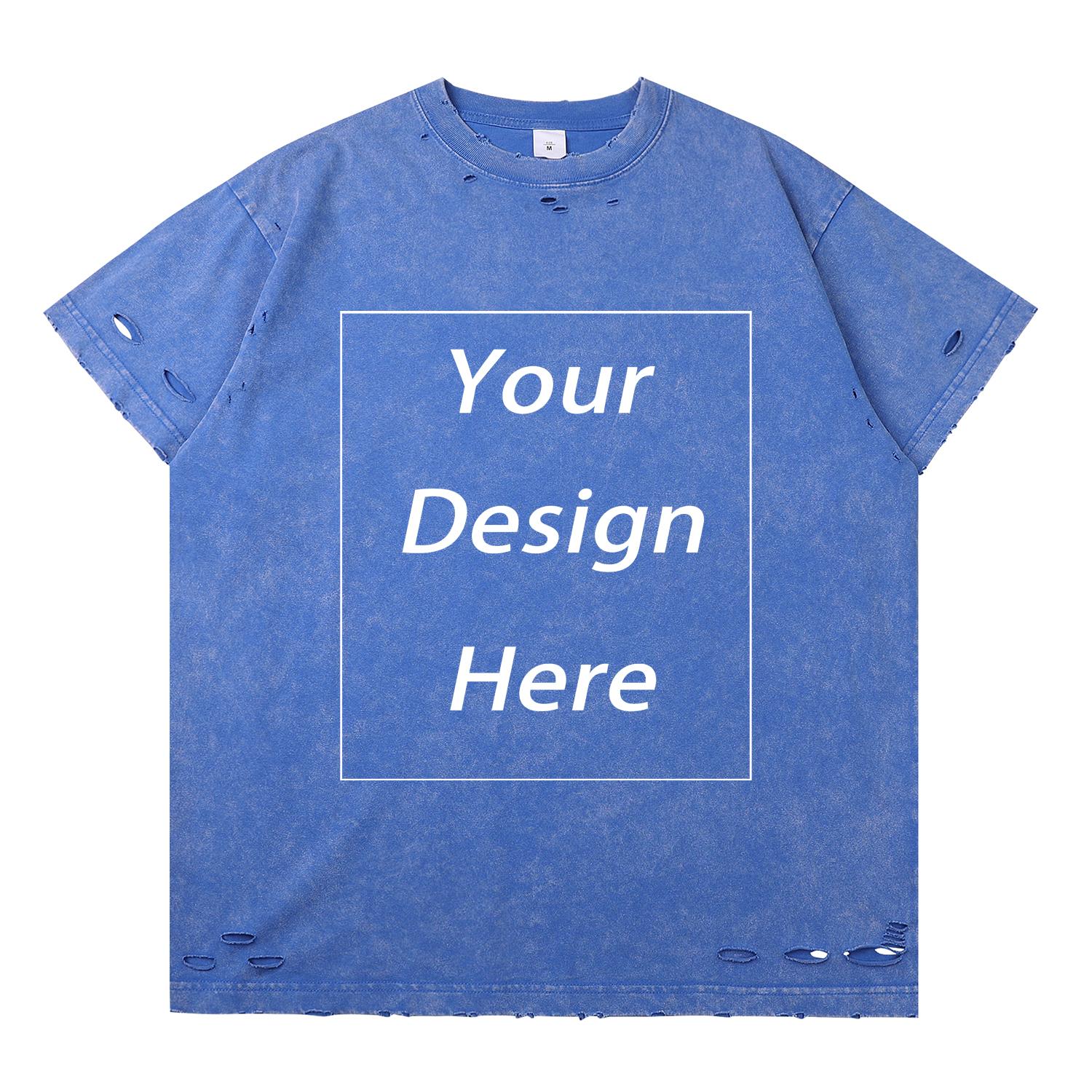 

300 г/м² 100% хлопок футболка с индивидуальным рисунком принт мужские футболки S синий