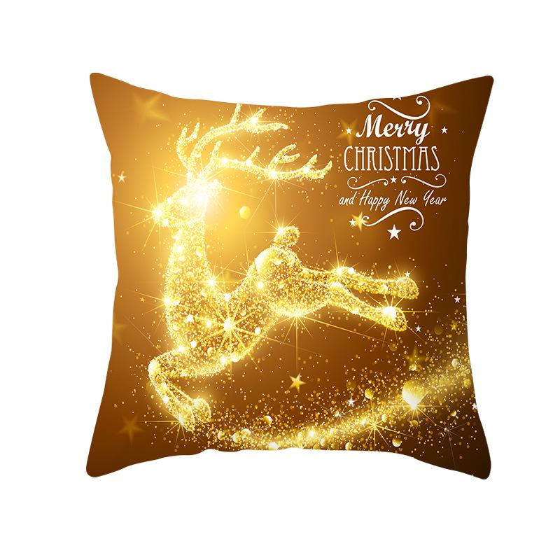 New Christmas Golden Snowflake Peach Leather Velvet Pillowcase Home Sofa Pillow Cushion Cover