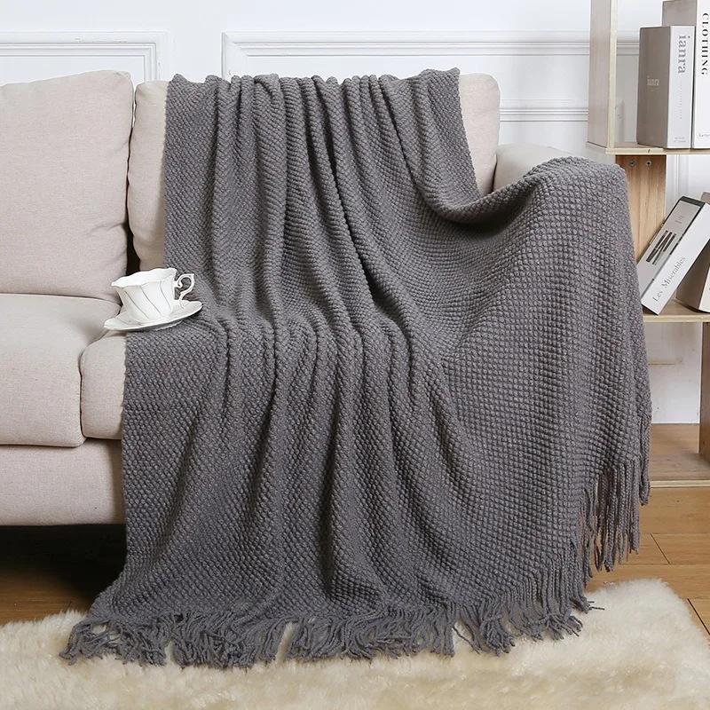 Sofa Blanket Tassel Air Conditioning Nap Blanket Hotel Bed Summer Bed Tail Blanket Manta Del Sofá Para La Pausa Para El Almuerzo